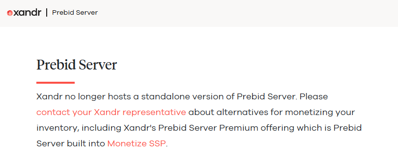 xandr stops prebid server